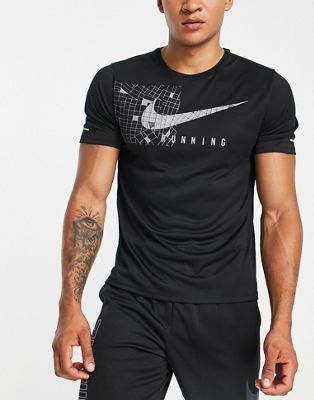 Nike Running Run Division Miler Dri-FIT reflective graphic t-shirt in black - ASOS Price Checker