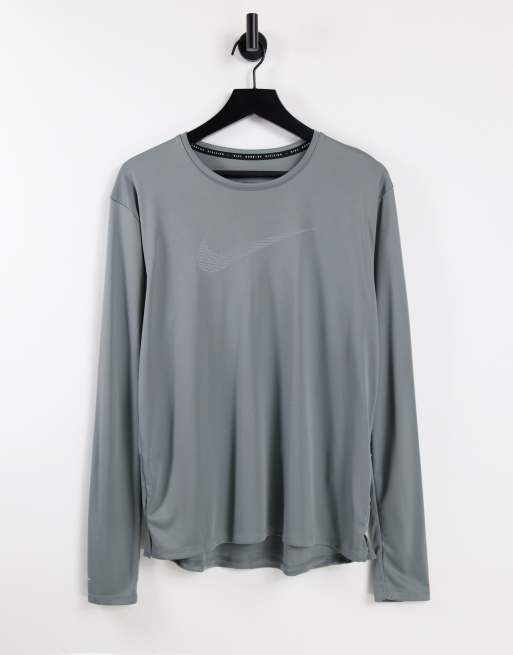 Nike Running – Run Division – Miler Flash – Grå långärmad t-shirt