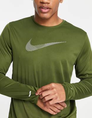 Nike Running Run Division Miler Flash long sleeve t-shirt in khaki