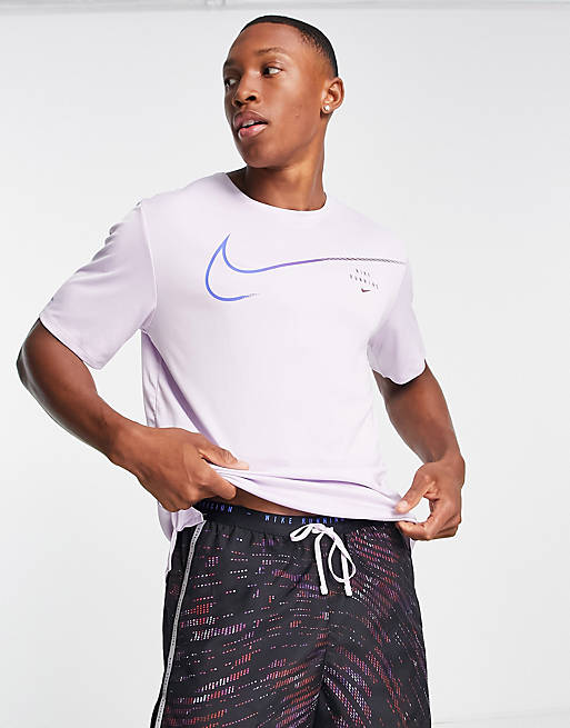Nike Running Run Division Miler Swoosh t-shirt in pink | ASOS