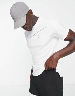 Nike Running Run Division Miler Swoosh t-shirt in white