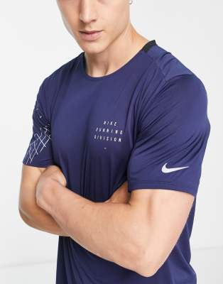 Nike Running Run Division Rise 365 Dri-FIT reflective graphic t-shirt in navy - ASOS Price Checker