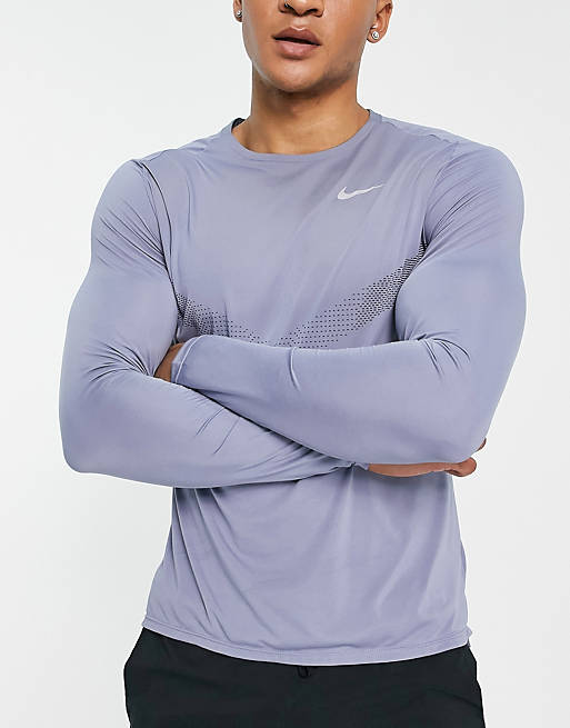 Men Nike Running Run Division Rise 365 Flash long sleeve t-shirt in blue 