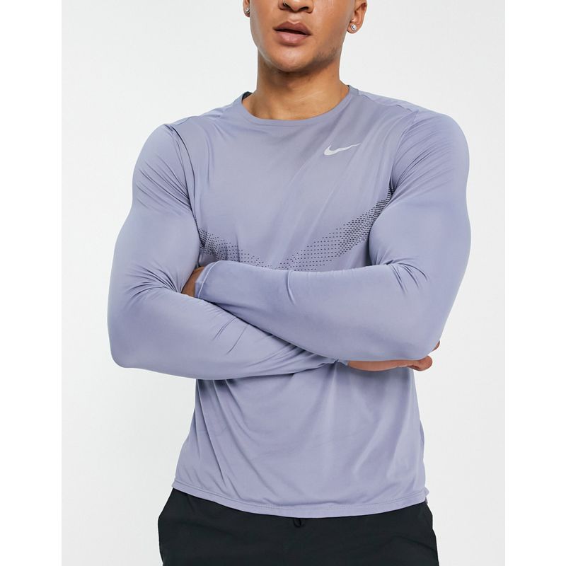 Top Iq3zf Nike Running - Run Division Rise 365 Flash - T-shirt blu a maniche lunghe