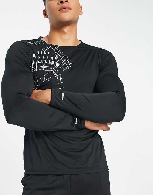 Nike Running - Run Division - Statement Flash - Dri-FIT 365 - Reflecterende top met lange mouwen in zwart