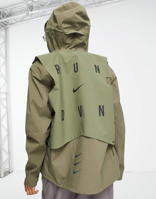 Nike Running Run Division Storm-FIT through hooded jacket khaki ASOS