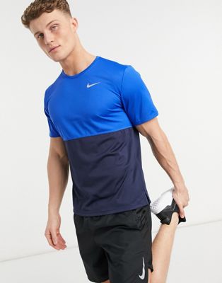 Nike Breathe Mens Running T-Shirt - Blue S