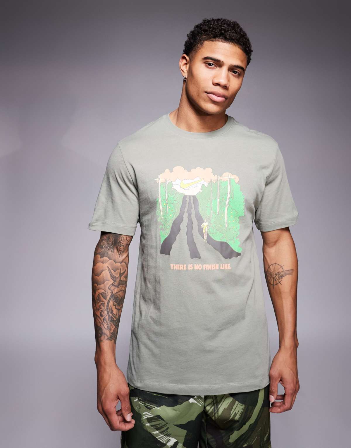Nike Running Run graphic t-shirt in khaki