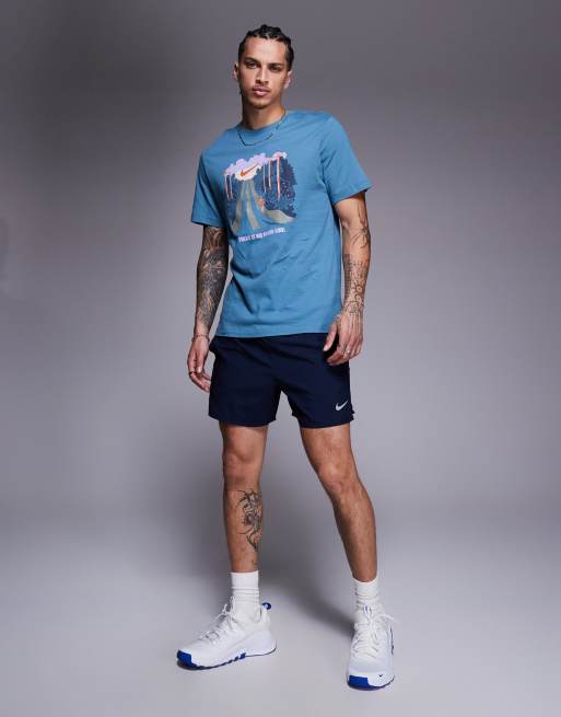 Nike Running - Run - T-shirt blu con grafica, 3 di 4