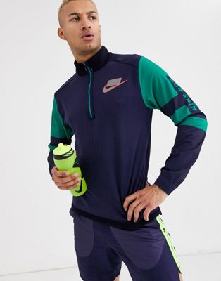 Nike Running — Run Wild Pack — Marineblå sweatshirt med halv lynlås