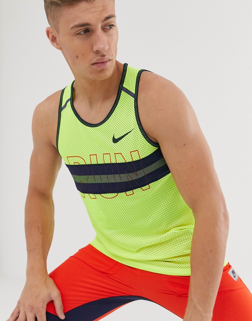 Nike Running - Run Wild Pack - Mesh hemdje in geel