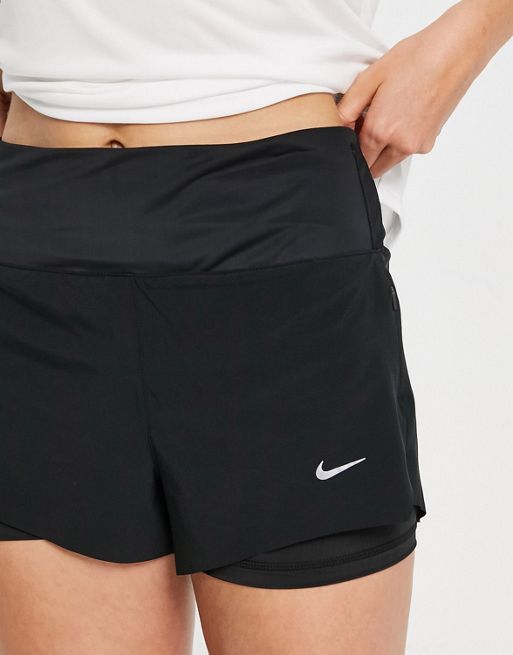 Nike Running - Short 3 pouces 2-en-1 en tissu Dri-FIT - Noir