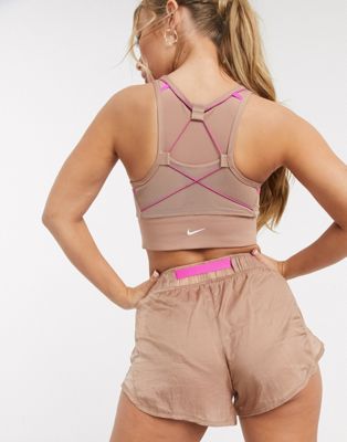 nike running shorts with belt detail in pink