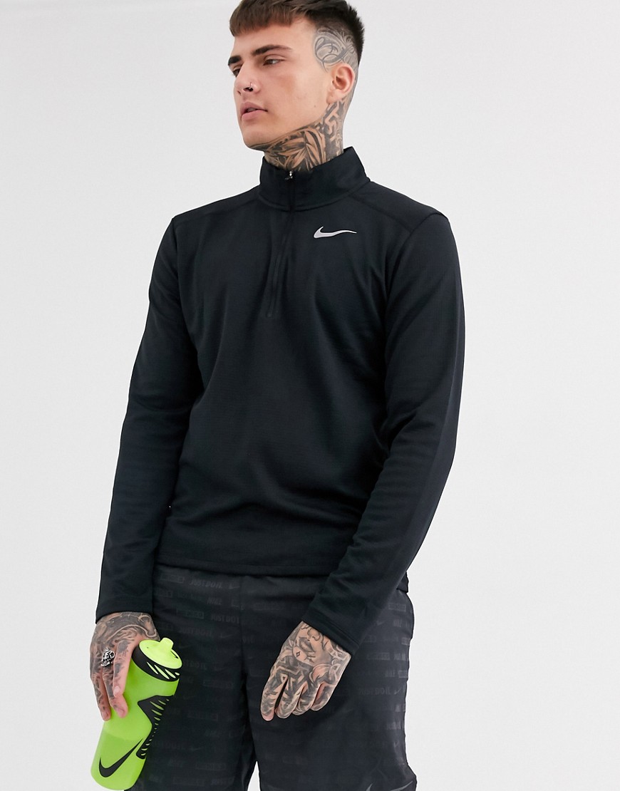 Nike - Running - Sort pacer sweatshirt med kort lynlås