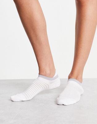 Nike Running Spark Cushioned Unisex no show trainer socks in white