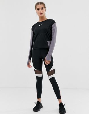 Nike Running – Speed – Svarta leggings med utskuren detalj