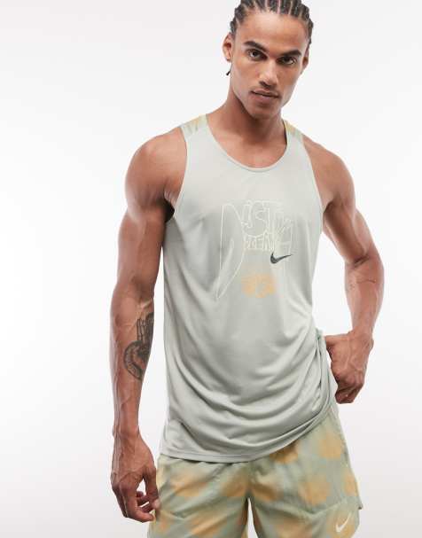 Nike Running - Stride Dri-FIT - Grøn overdel med print - view 1