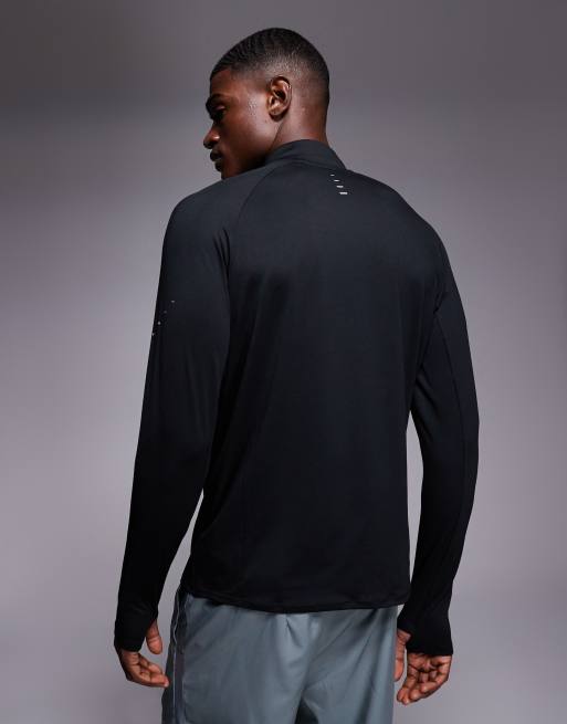 Nike Running – Stride Dri-FIT – Langärmliges Oberteil in Schwarz mit kurzem Reißverschluss, 3 von 5