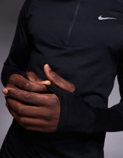 Nike Running – Stride Dri-FIT – Langärmliges Oberteil in Schwarz mit kurzem Reißverschluss, 5 von 5