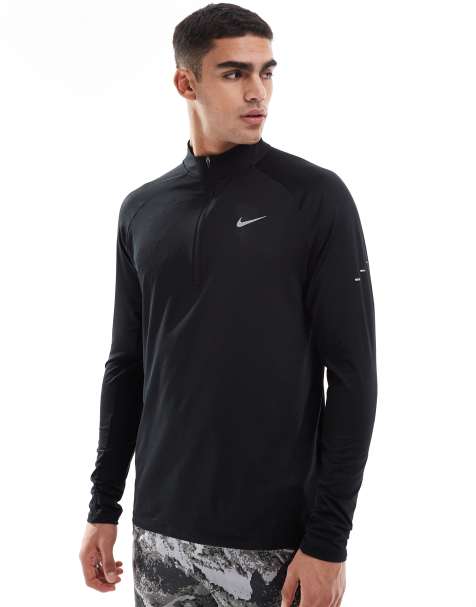 Nike Running - Stride Dri-FIT - Top a maniche lunghe nero con zip corta - view 1