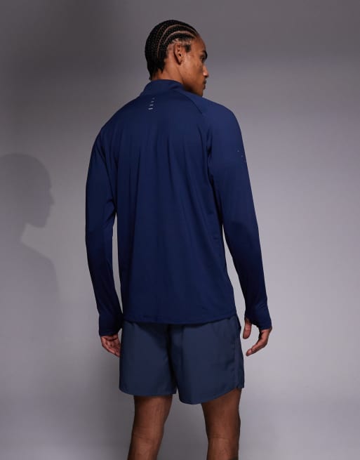Nike Running - Stride - Dri-FIT - Top met korte rits en lange mouwen in marineblauw , 3 van 5