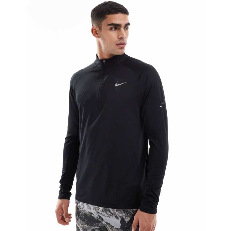 Nike Running Stride half zip sweatshirt in black | ASOS