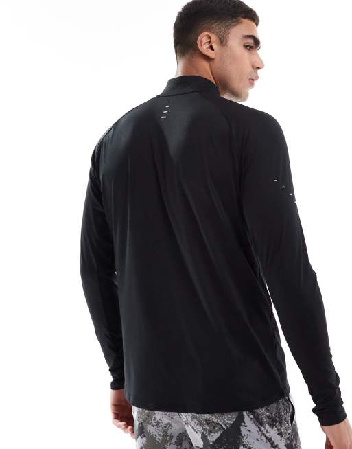 Nike Running Stride half zip sweatshirt in black | ASOS