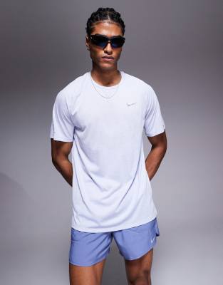 Nike Running - Stride - T-shirt Dri-FIT - Lilas-Gris