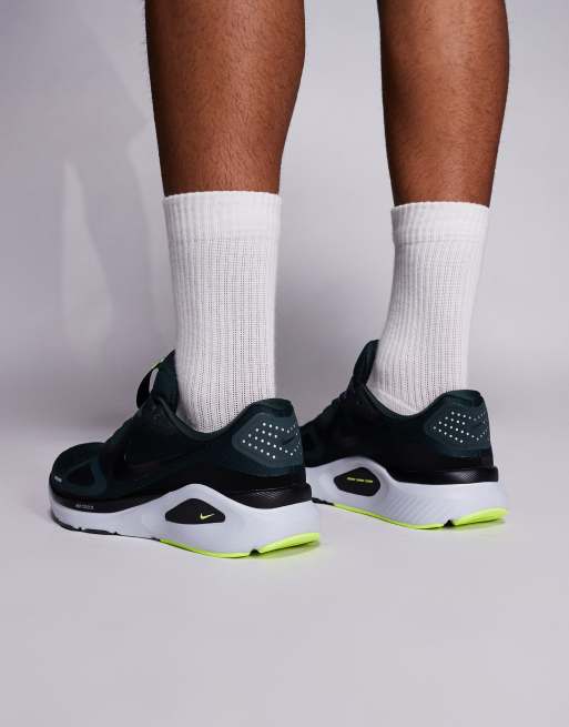 Nike Running Structure 26 trainers in blue and yellow, 3 of 5