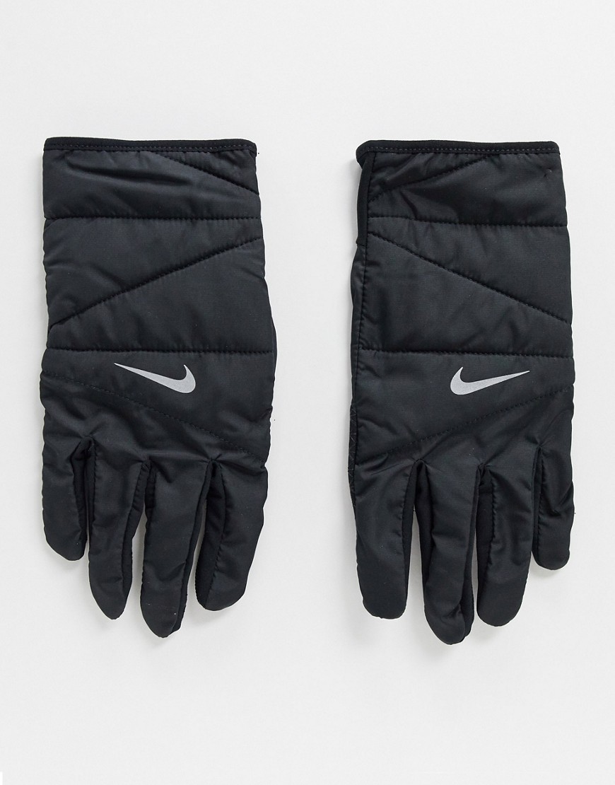Nike Running – Svarta, kviltade handskar för män