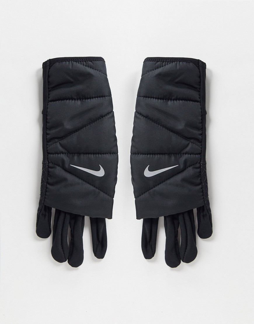 Nike Running – Svarta quiltade damhandskar