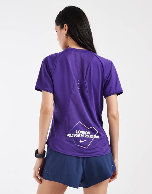 Nike Running - Swift Dri-FIT - City Marathon - Lilla T-shirt , 4 af 4