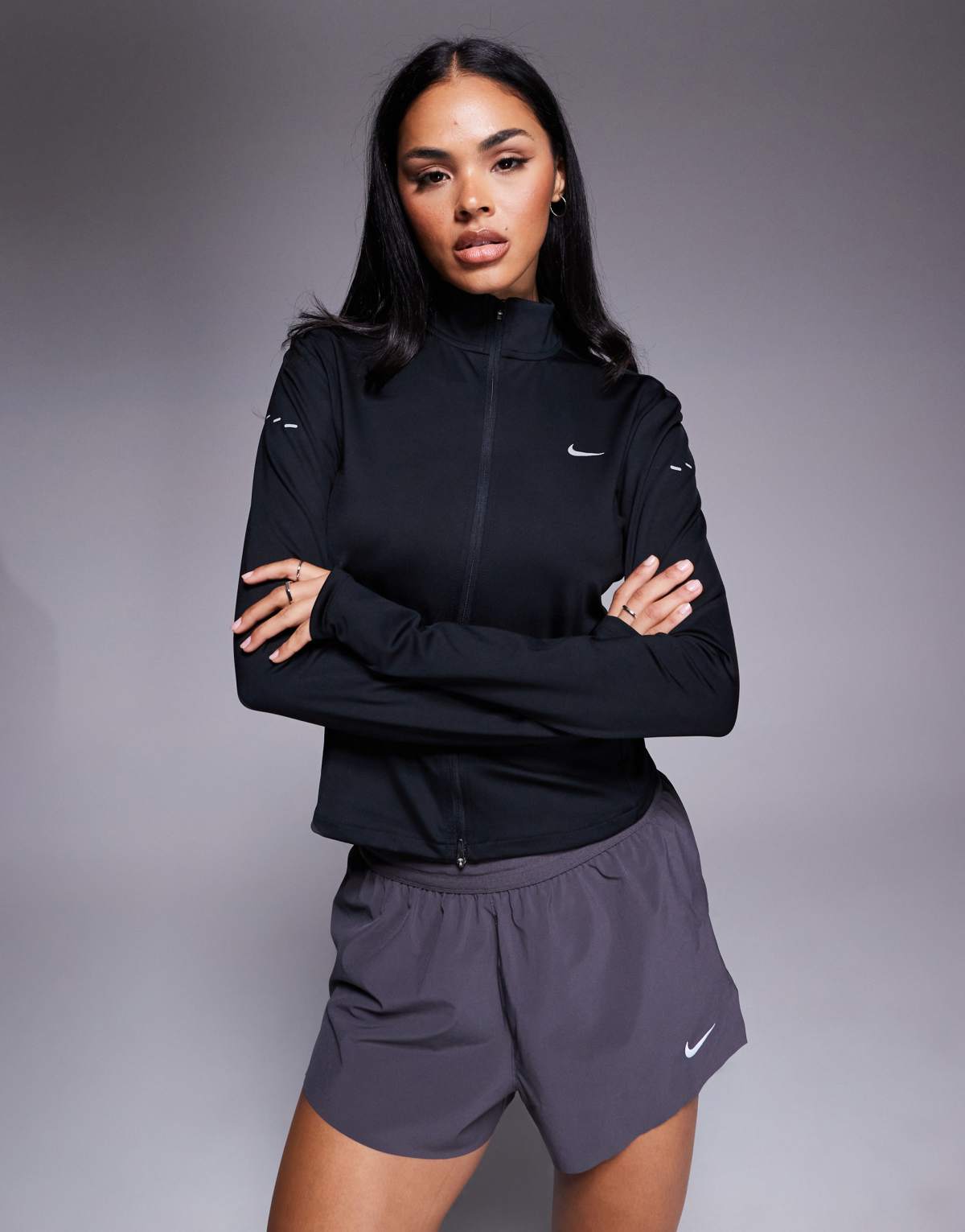 Nike Running Swift Dri-FIT fitted full zip top in black