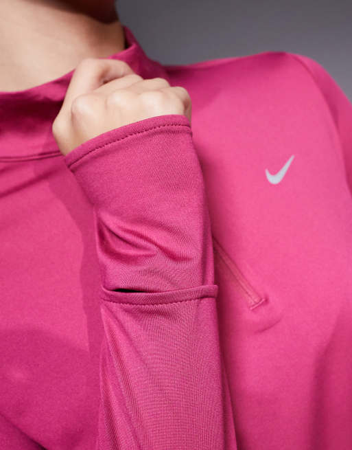 Nike Running Swift Dri-FIT half zip long sleeve top in pink, 4 of 4