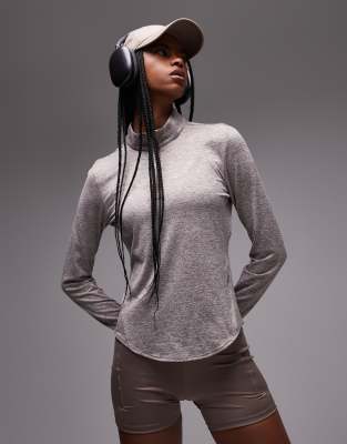 asos Nike Running Swift Dri-FIT half zip long sleeved top in brown