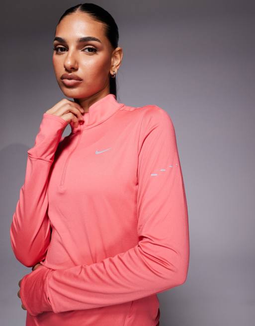 Nike Running - Swift - Dri-FIT - Pink langærmet top med lynlås i halsen, 3 af 4