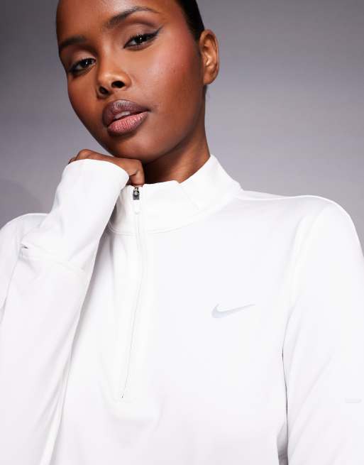 Nike Running - Swift - Dri-FIT - Top met korte rits en lange mouwen in wit, 2 van 4
