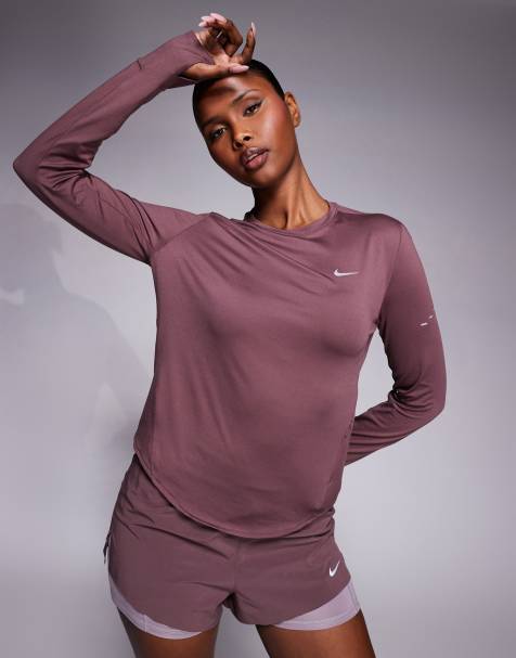 Nike Running - Swift - Dri-FIT - Top met lange mouwen in donkerpaars - view 1