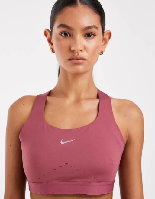 Nike Running Swift high support sports bra in pink, 3 of 4