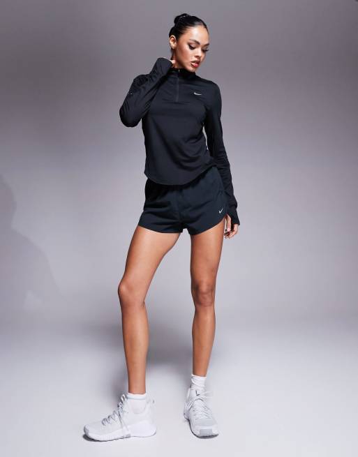 Nike Running Swift quarter zip long sleeve top in black | ASOS