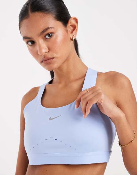 Nike Running Swift sport bh met hoge ondersteuning in blauw - view 1