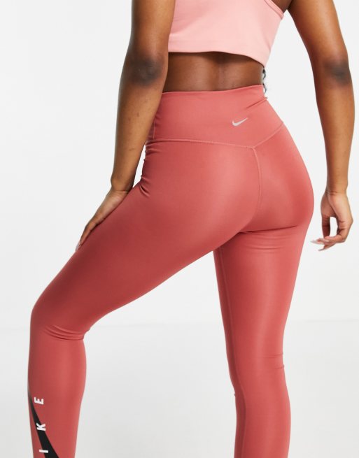 Nike Running swoosh 7/8 leggings in rust