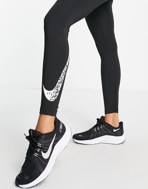 Nike Running Swoosh Dri-FIT 7/8 leggings in black ASOS
