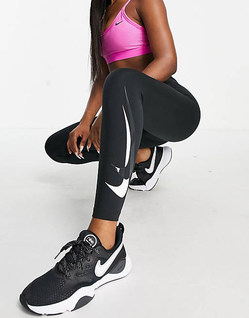 Women Nike Running Swoosh Dri-FIT 7/8 leggings in black 