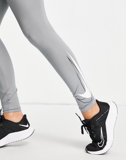 Nike Womens Dri Fit Swoosh Run Leggings - Grey