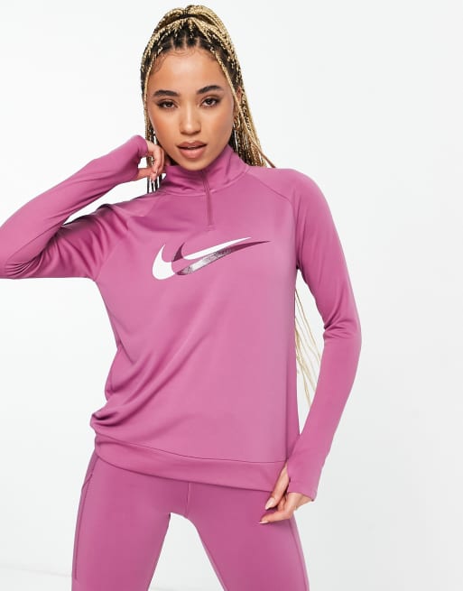 Nike half zip sales pink