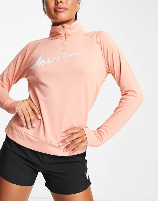 Nike Air Swoosh Run Half-Zip Midlayer Women's Running Top - Bright  Mango/White