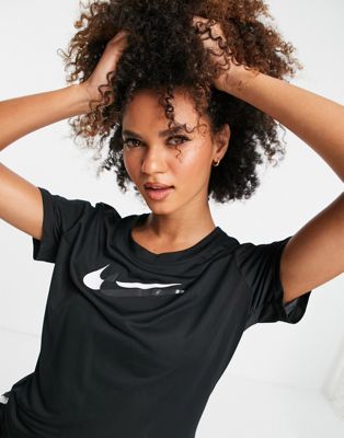 Nike Running Swoosh Dri-FIT t-shirt in black | ASOS