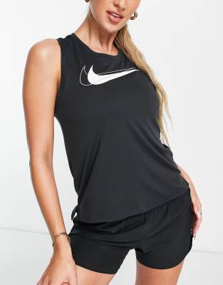 Nike Running Swoosh Dri-FIT tank in black | ASOS