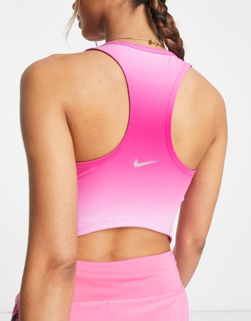 Nike Running Swoosh gradient cropped tank in pink